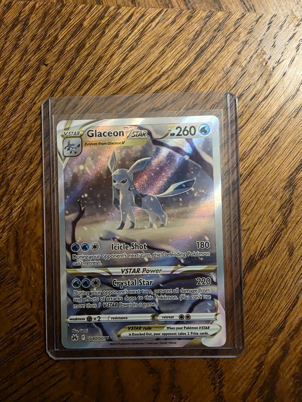 Pokemon Glaceon VSTAR Holographic Card - Blue & Silver